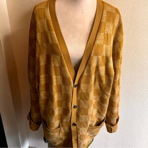Vans Men's Mustard Yellow Checkered Cardigan Sweater sz XXL